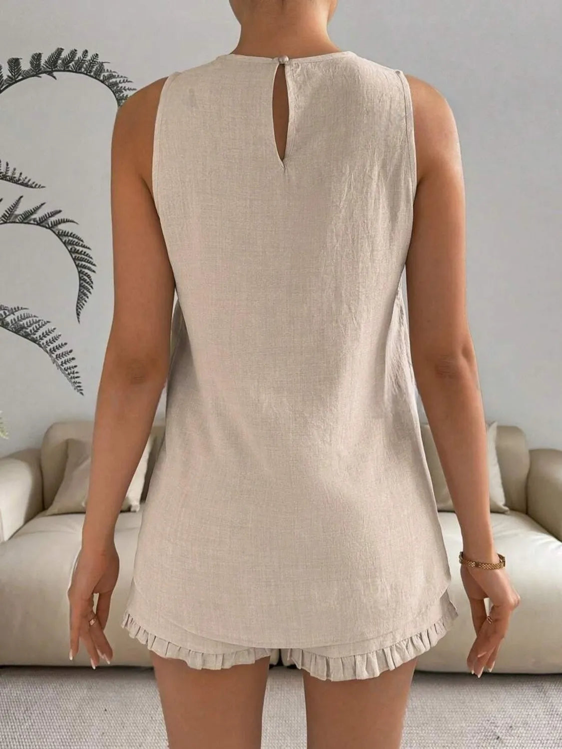 Lace Detail Round Neck Tank and Shorts Set 98bd1186-3583-44a3-b191-42ac5ebe70b4-Max-Origin