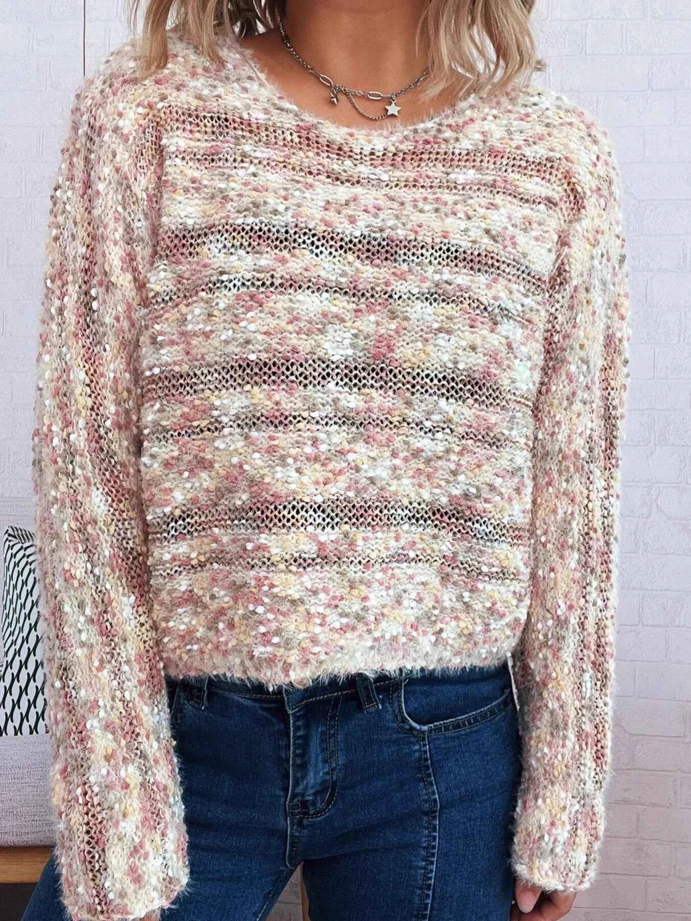 Round Neck Long Sleeve Sweater 98c024f1bbca4fc094850ed060cbb4a8-Max-Origin