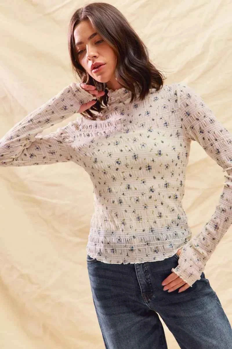 SO ME Floral Print Textured Long Sleeve Knit Top 98ccaea1404a4e8dbf57c458c104d620-Max-Origin