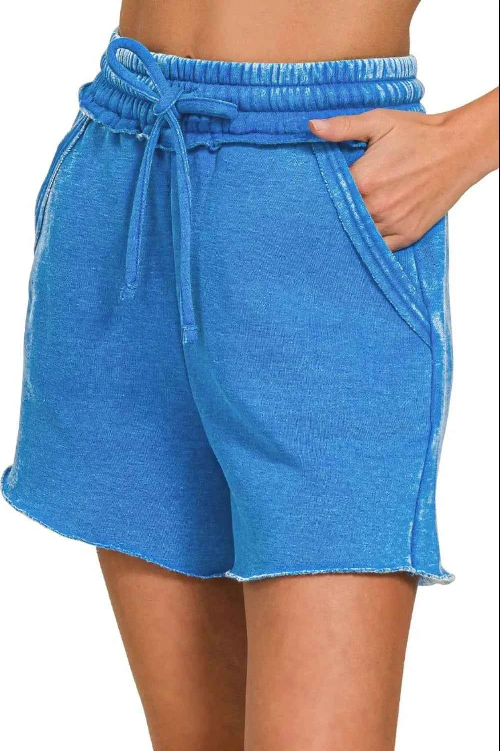 Zenana Acid Wash Fleece Drawstring Shorts With Pockets 98d9790e-6354-4202-bba4-38e37f856ea4-Max-Origin