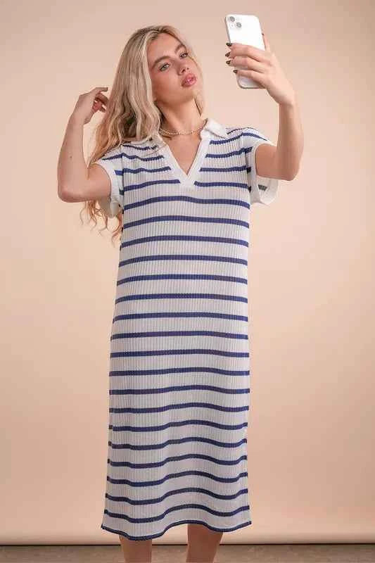 VERY J Oversized Collared Striped Knit Midi Dress White Navy 99073acc1f9748849c6f57a0ecb74bb4-Max-Origin