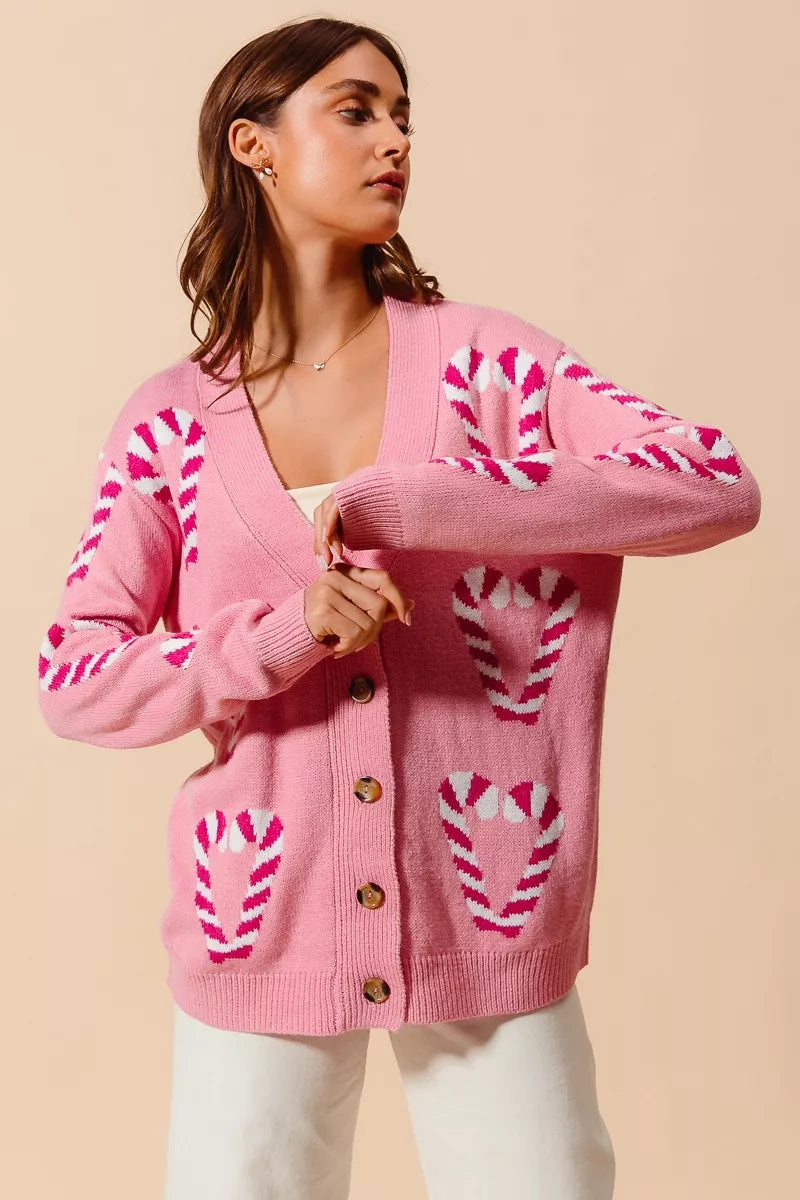 SO ME Christmas Candy Cane Button Front Sweater Cardigan 991c23da11704ab5a51c82ee6a86c66d-Max-Origin