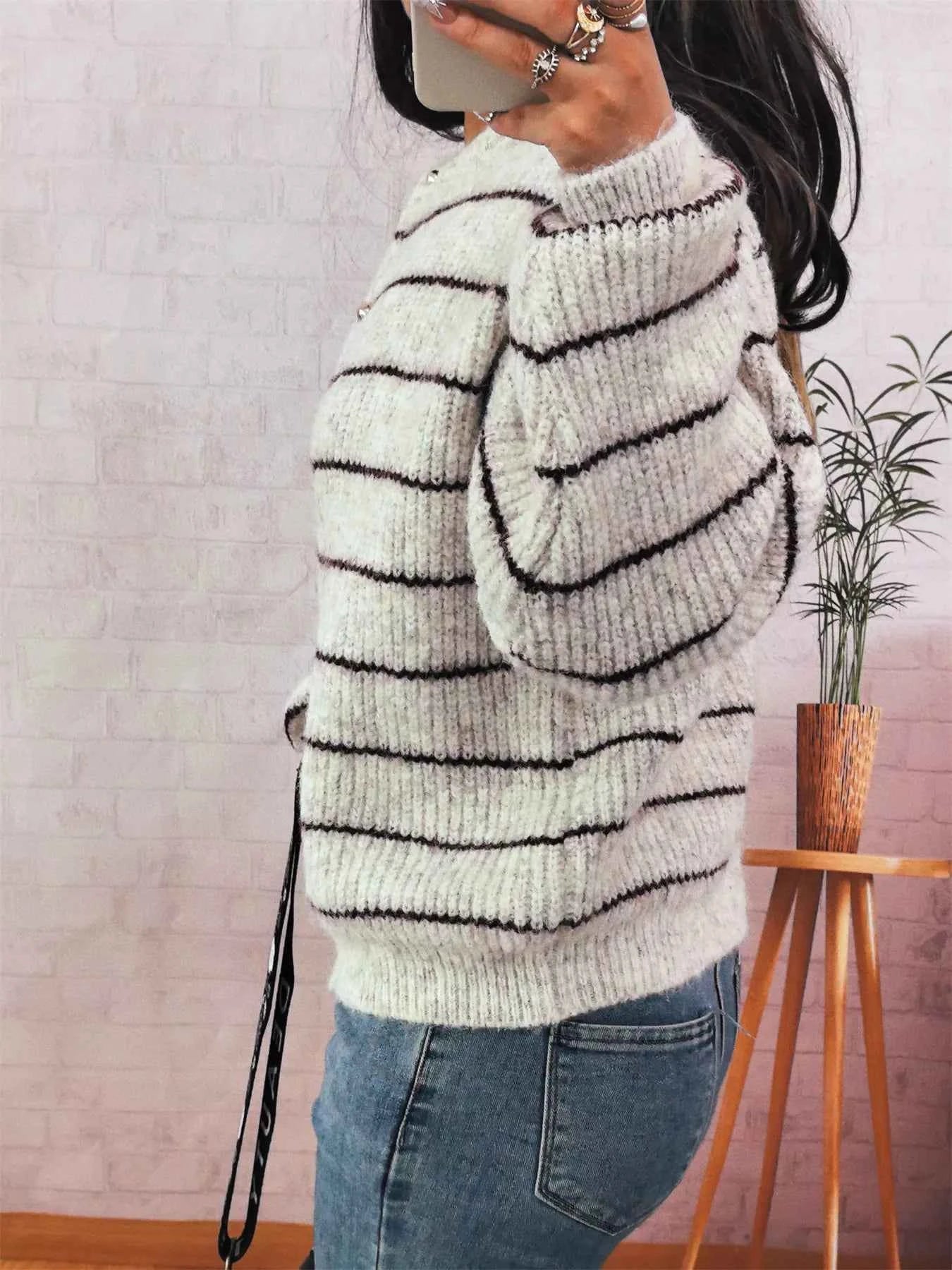 Striped Button Up Long Sleeve Cardigan 993001c3e72f43e58b749ae6bca5f945-Max-Origin