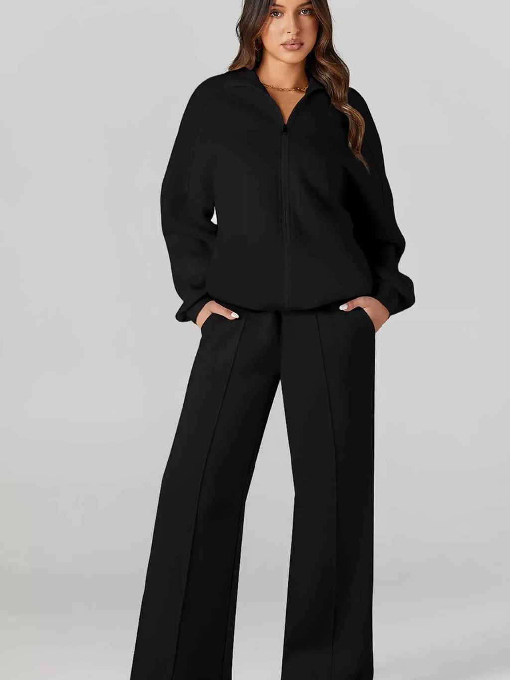 Drop Shoulder Zip Up Jacket and Drawstring Pants Active 2pcs Set 994f298b-2f45-433f-896a-73c12edad50a-Max-Origin