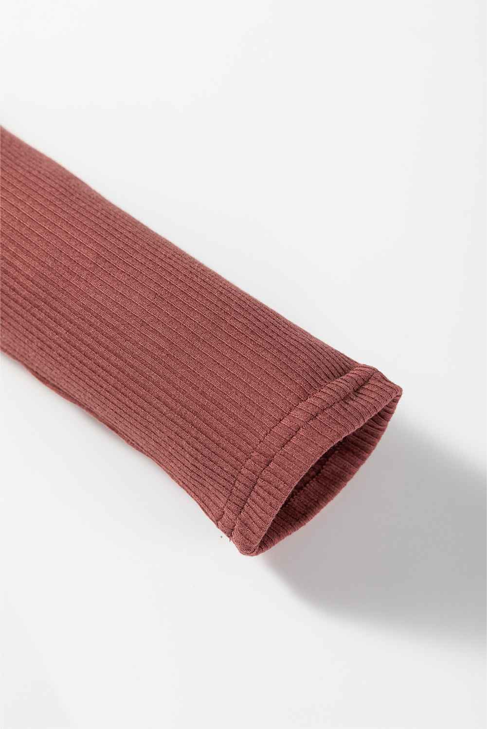 Mineral Red Ribbed Long Sleeve Crew Neck Solid Color Bodysuit 997f719f85fc7368