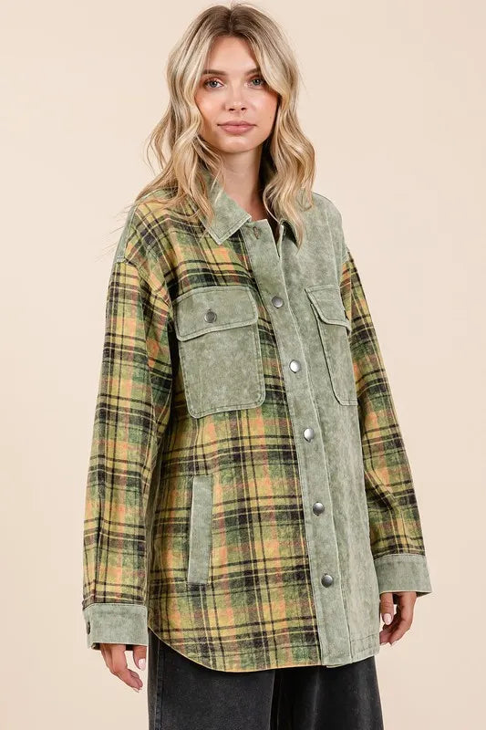 Mittoshop Plaid Button Down Drop Shoulder Jacket 997fdf20-9c0f-439a-a3be-2705c8931883-Max