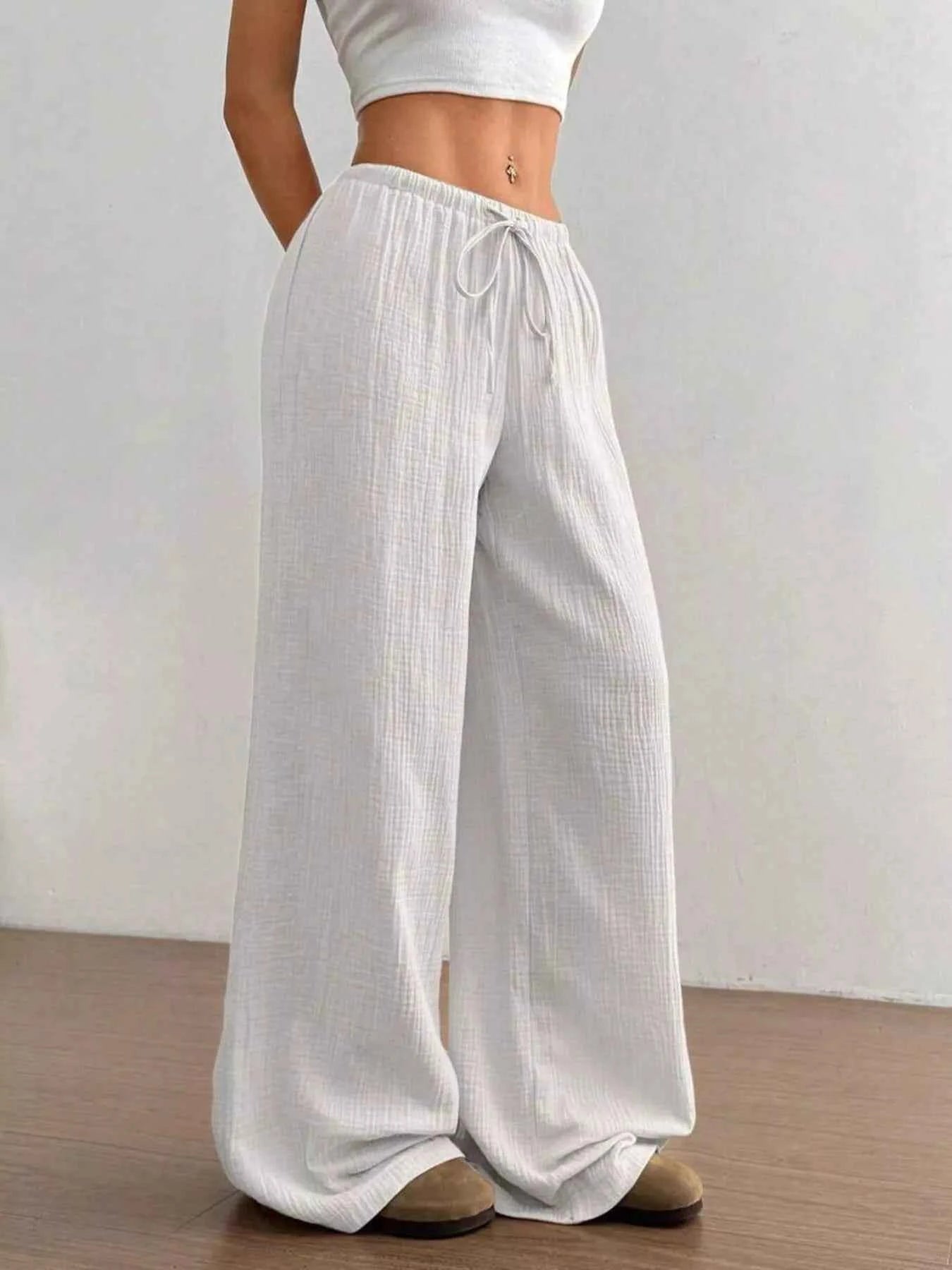 Full Size Drawstring Wide Leg Pants Plus Size White 998a8d59ecc24f47b139451c7236a2b9-Max-Origin