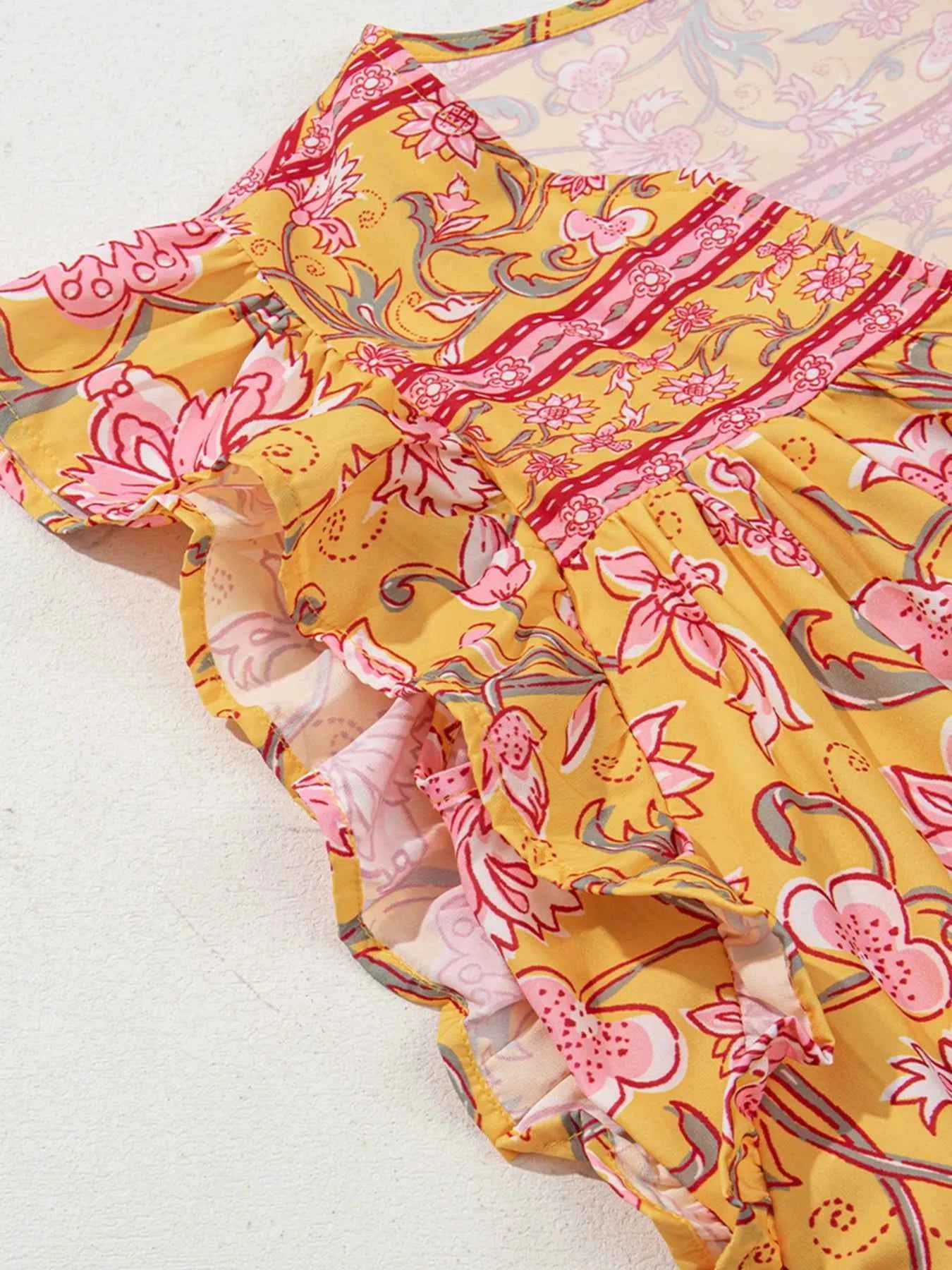 Floral Notched Neck Ruffled Sleeve Casual Blouse 9999e39fb5514f7f9f2f74f0d9e45af2-Max-Origin