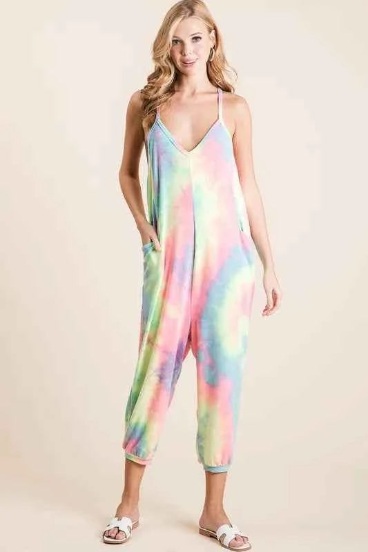 BiBi Tie Dye French Terry Mid-Length Casual Jumpsuit 99b2eeb48afd4491a13dead1e7249083-Max-Origin
