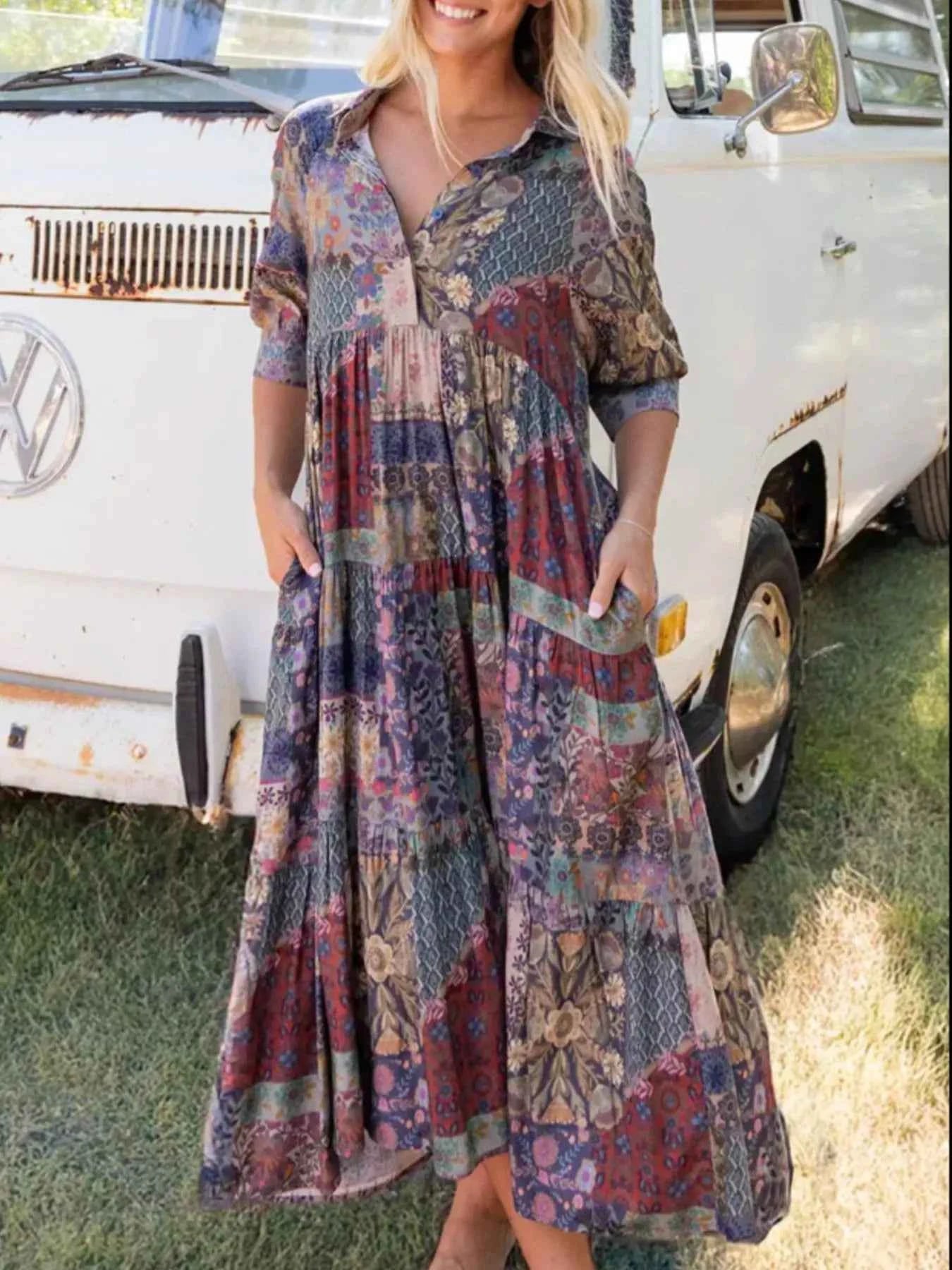 Full Size Printed Half Sleeve Midi Dress Plus Size Purple 99b9ac2b-6cd3-41f1-90c2-8310bc3d2e29-Max-Origin