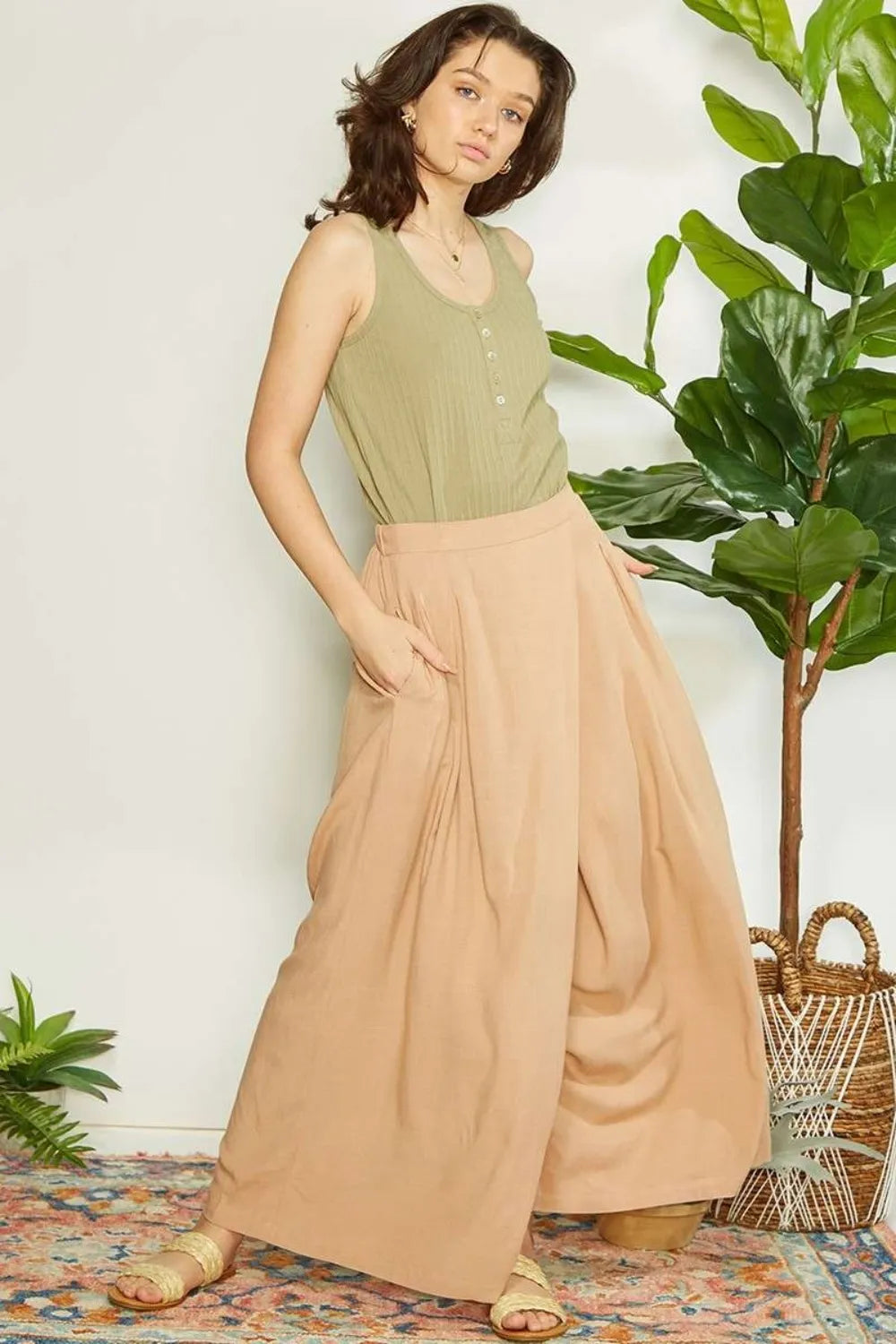 Mittoshop Wrap Pleating Detail Wide Leg Pants 9a097270-68aa-4958-9b06-305e55fab7cc-Max