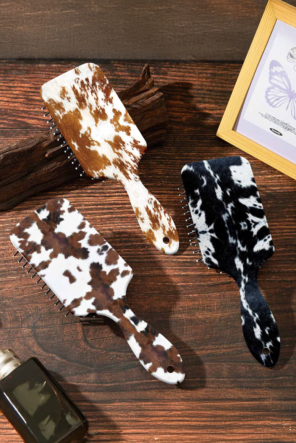 Chestnut Cow Print Hair Brush Comb 9a118ae79bfed174