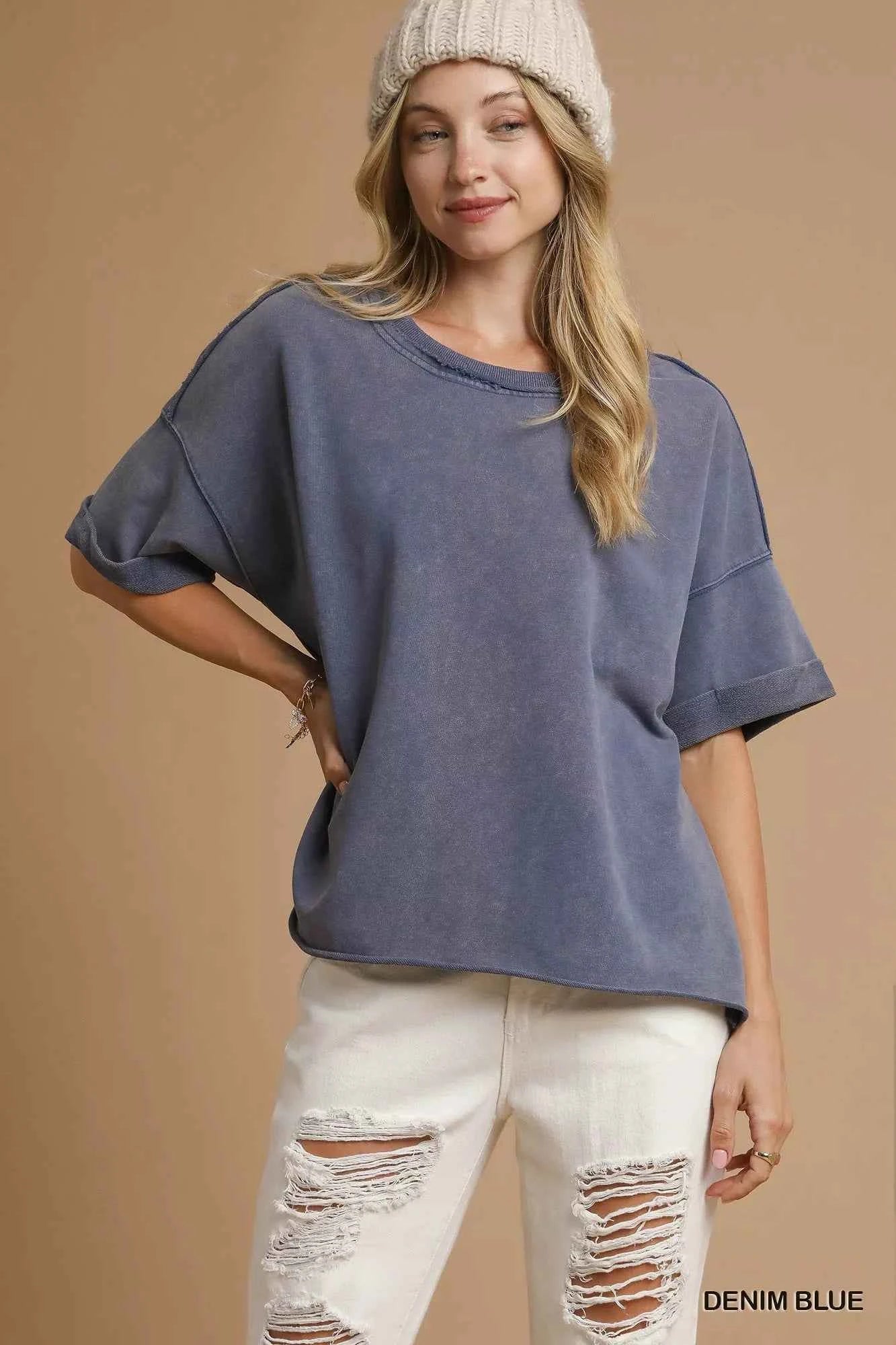 Umgee Mineral Wash Round Neck Top DENIM BLUE 9a239ada-dd36-4df9-9280-2676ee5a802b-Max-Origin