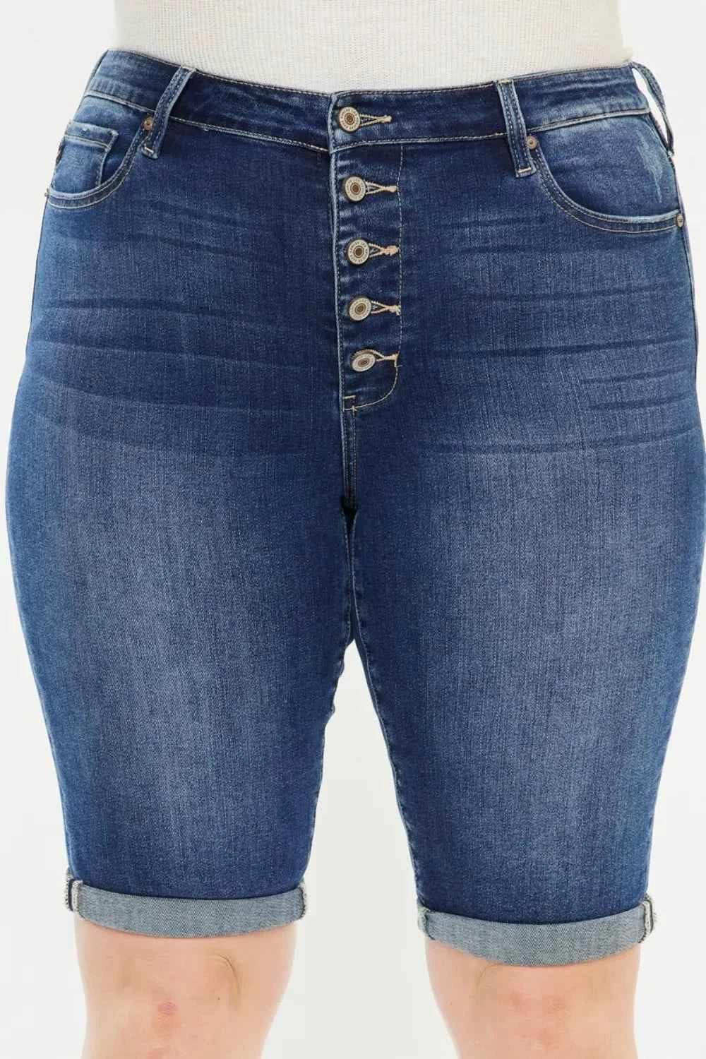 Kancan Full Size Cat's Whiskers Button Fly Denim Shorts 9a4039e9-ebb2-453c-8407-a2903e2d096a-Max