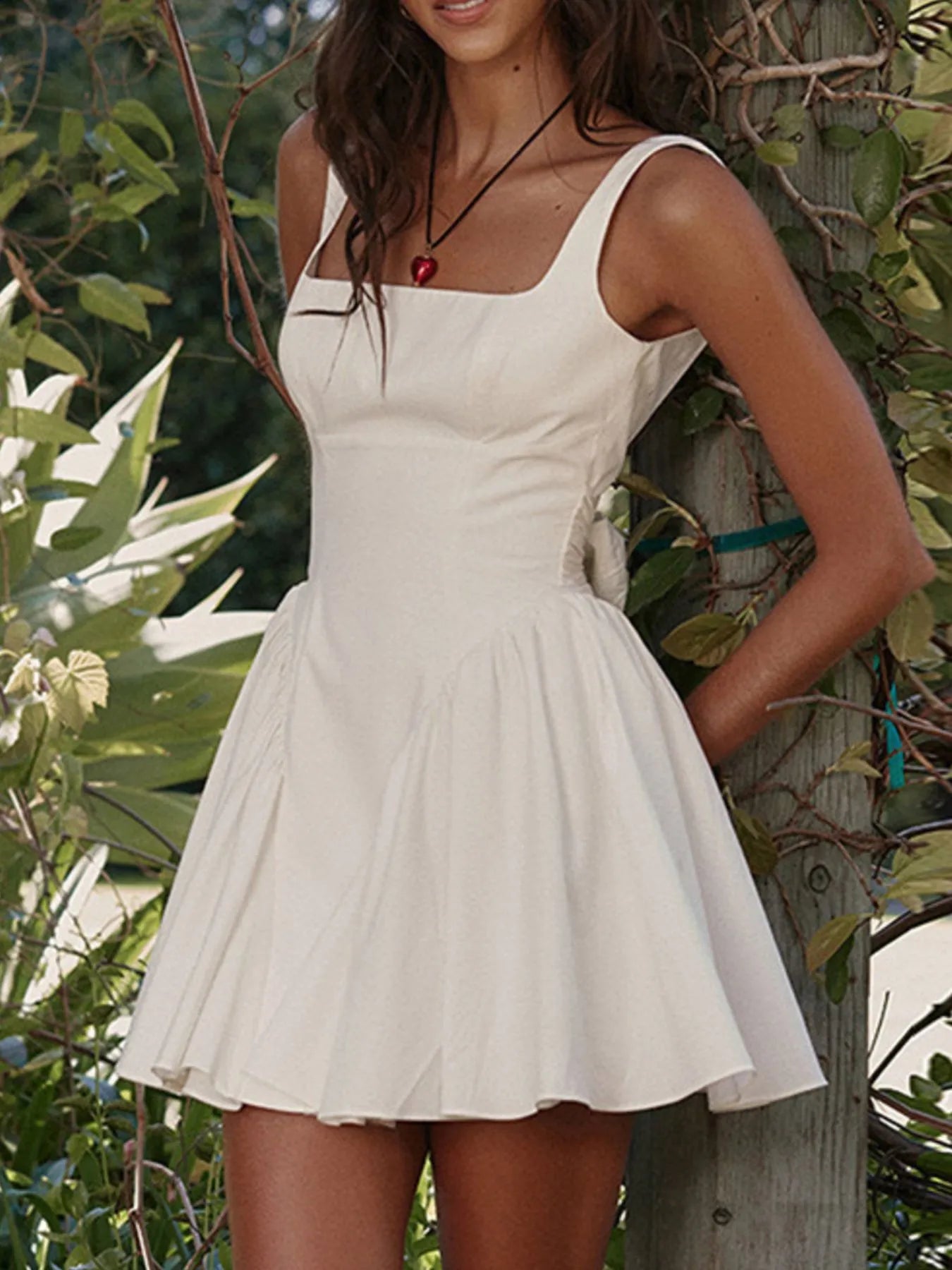 Backless Square Neck Mini Dress White 9a60225b-60df-487b-b48c-556517a34489-Max-Origin