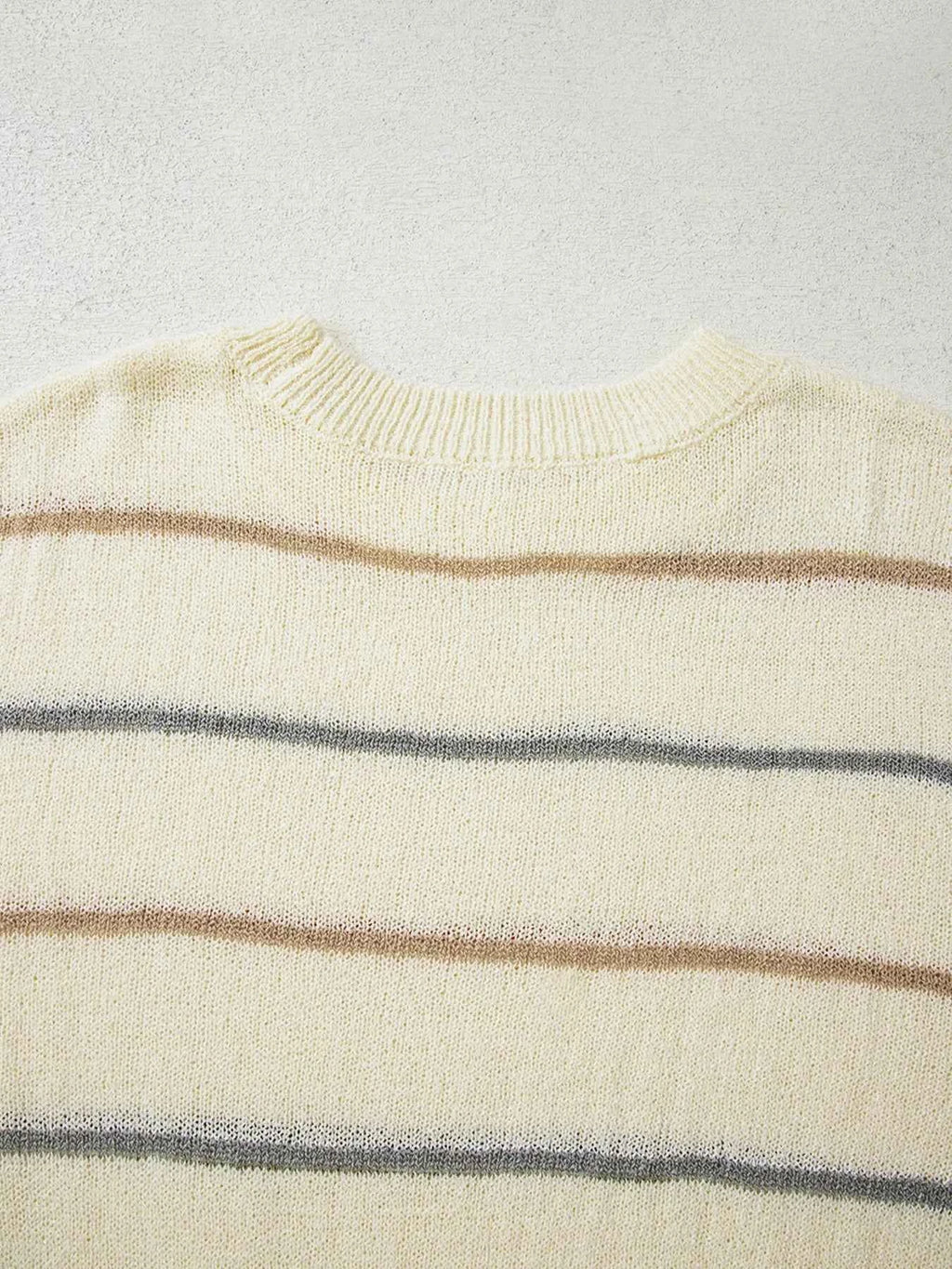 Stripe Striped Ribbed Edge Drop Shoulder Sweater 9a63dedbb1d84fb7ace25718cfe0f6f1-Max-Origin