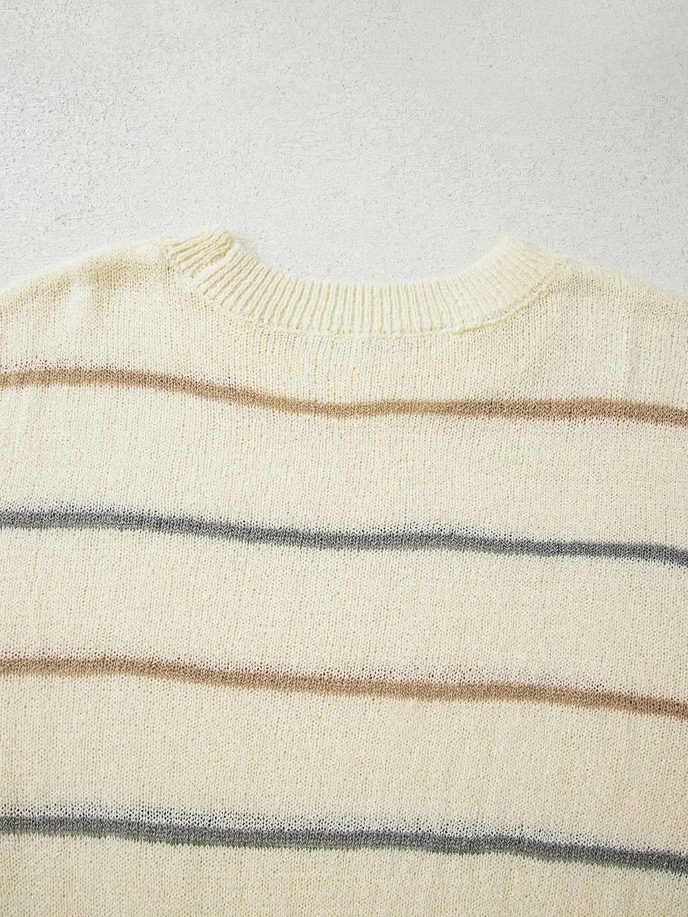 Stripe Striped Ribbed Edge Drop Shoulder Sweater 9a63dedbb1d84fb7ace25718cfe0f6f1-Max-Origin