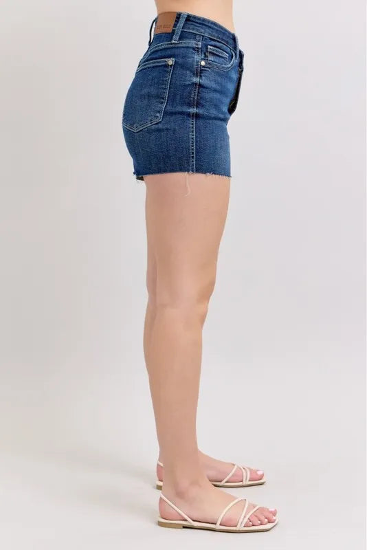 Judy Blue Full Size High Waist Criss-Cross Waistband Denim Shorts Plus Size 9a65e8d745514efa864ef552f023990c-Max-Origin