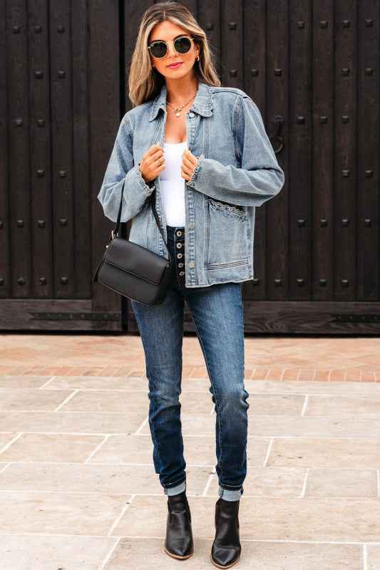 Solid Denim Scallop Collar Patch Pocket Buttoned J 9a79a28b-6eaf-45d8-9c1e-6f8d9c34feb6