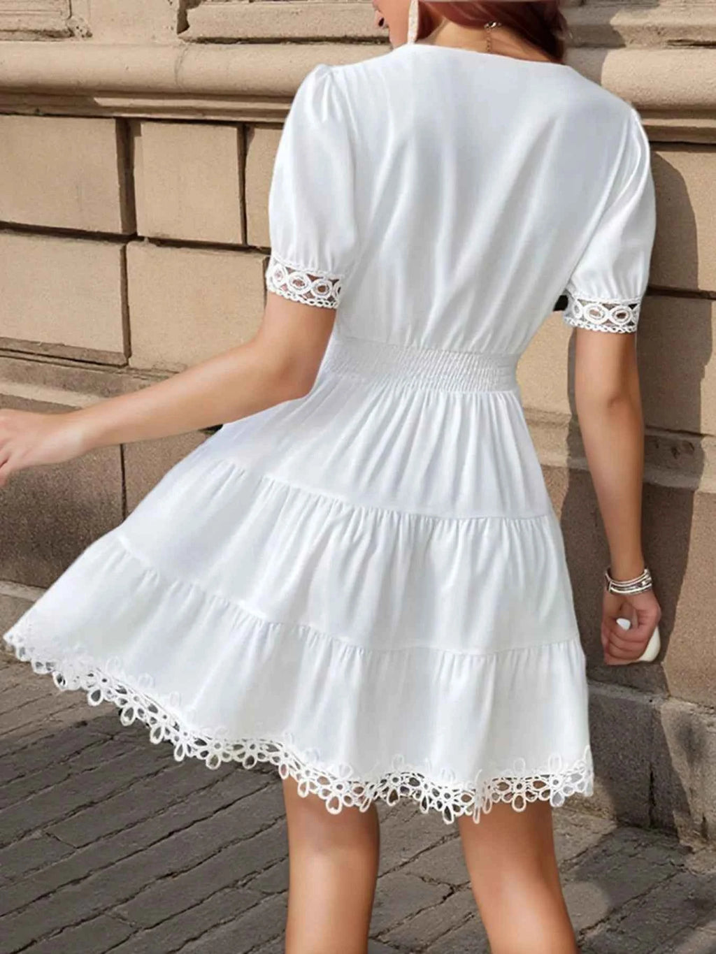 Lace Trim V-Neck Mini Dress 9a8d5a4af95d4ec79acb39a1032c9a25-Max-Origin