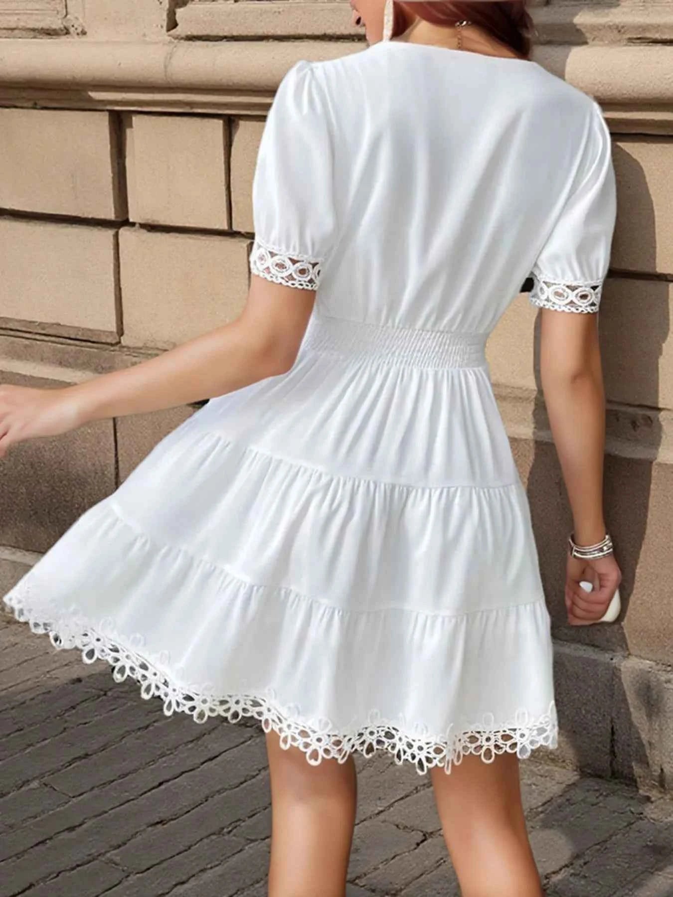 Lace Trim V-Neck Mini Dress 9a8d5a4af95d4ec79acb39a1032c9a25-Max-Origin