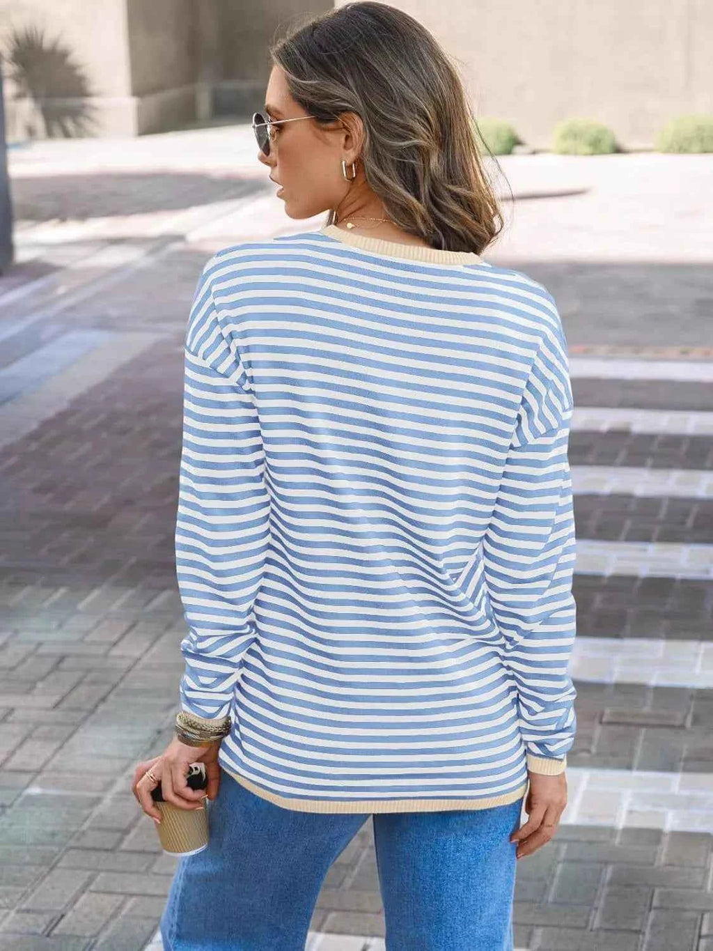 Striped Long Sleeve Sweater with Contrast Ribbed Trim 9ab7537e-fa1e-4182-903f-9147b1106dfb-Max-Origin