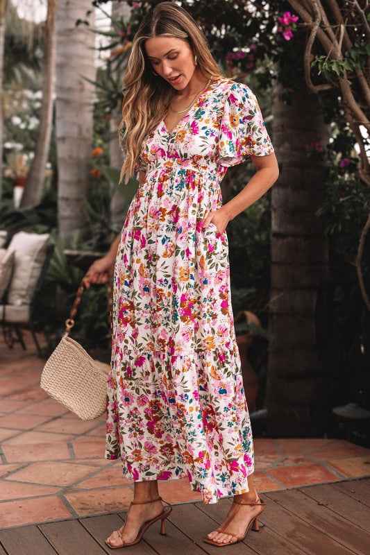 Kaitlyn Floral Short Sleeve Maxi Dress 9b1eae0a-23cd-4293-b3d7-b8219523836e