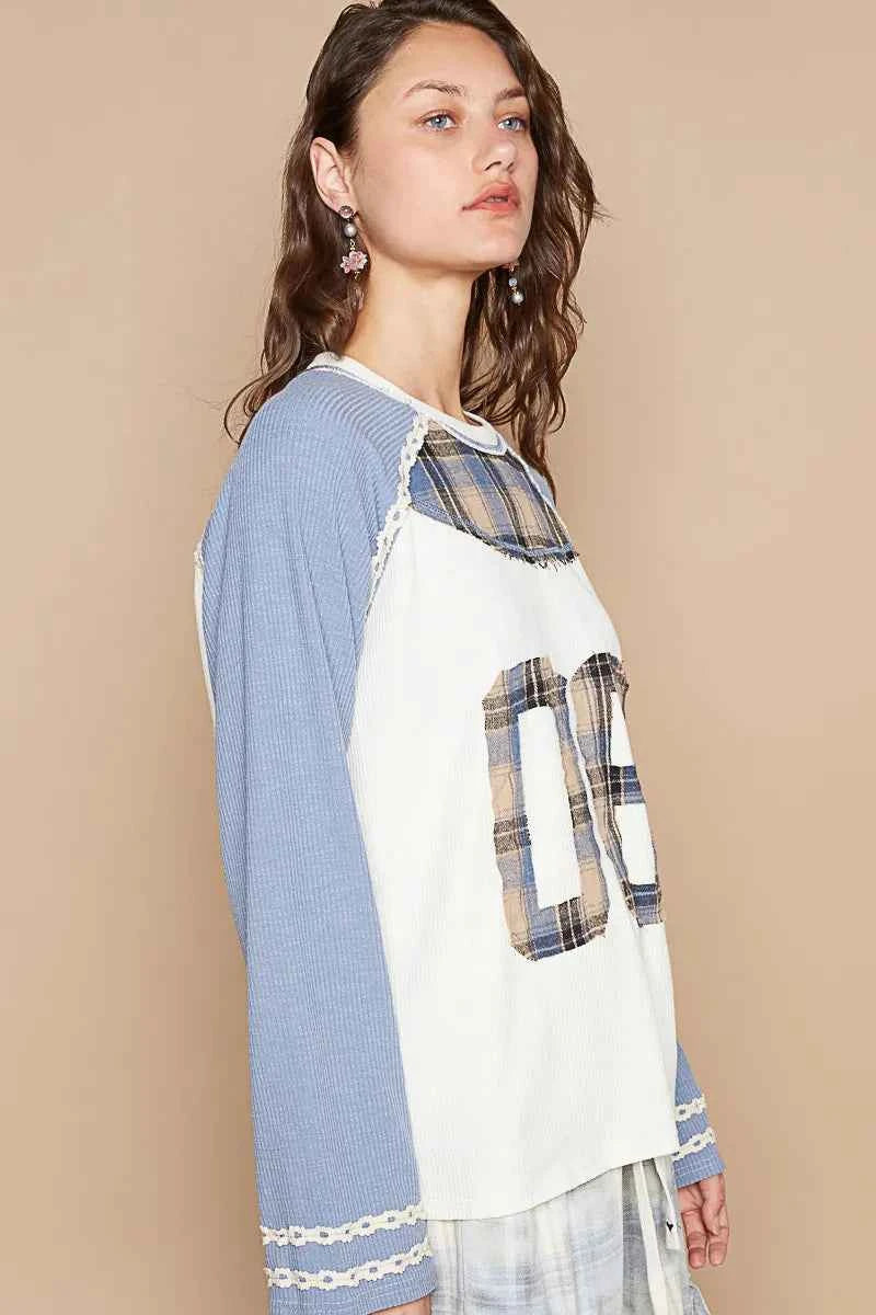 POL Plaid Number 06 Raglan Sleeve T-Shirt 9b2555a4-7429-44e1-9c0e-b1aa9f385185-Max-Origin