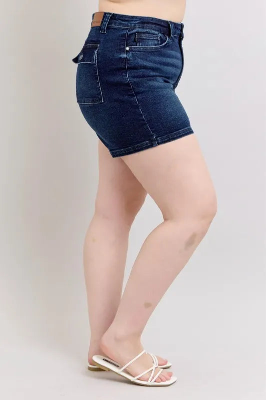 Judy Blue Full Size High Waist Back Flap Pocket Denim Shorts Plus Size 9b39b244-93e0-467b-bfc8-a0bcf4b8898a-Max-Origin