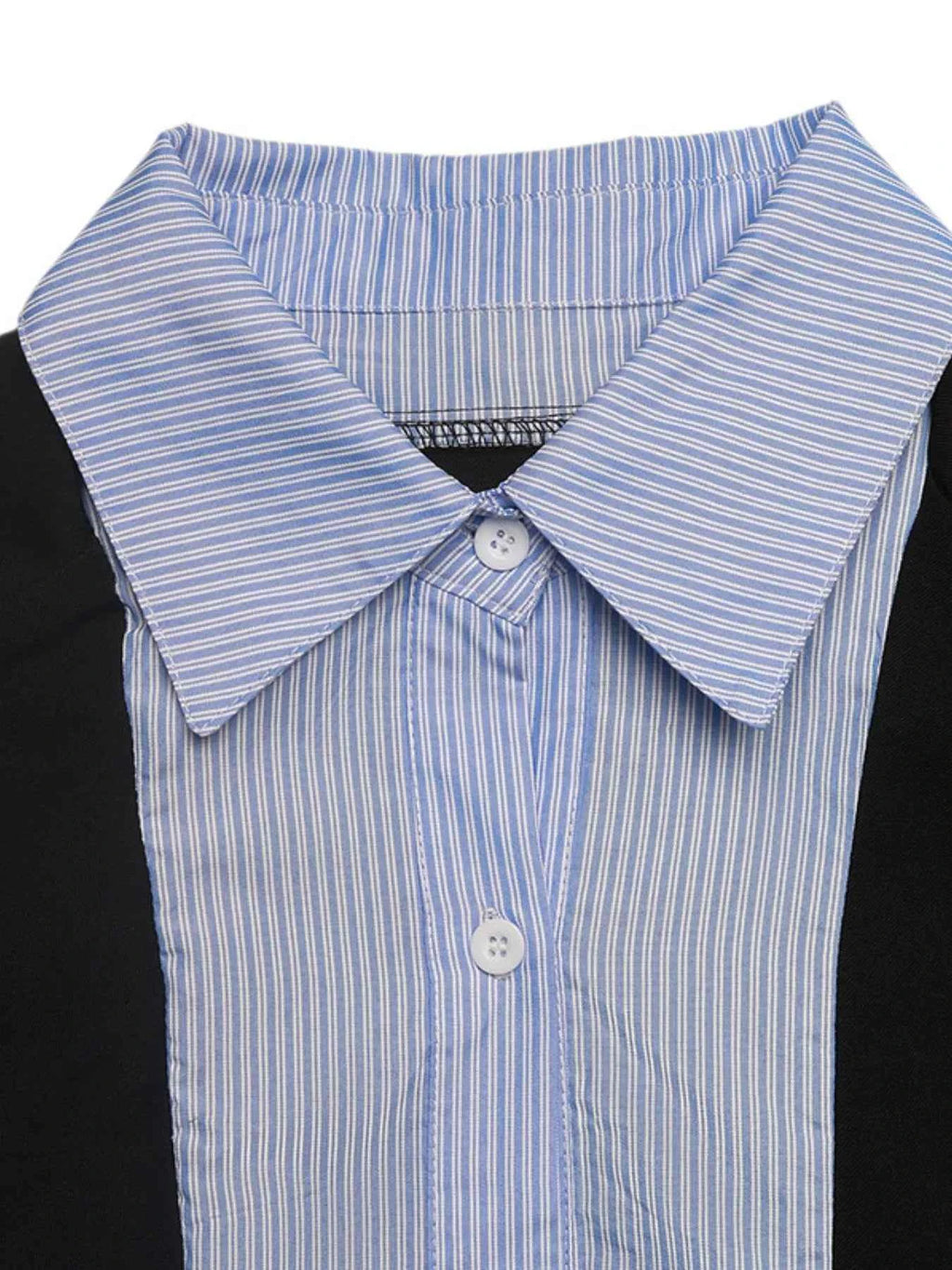 Striped Collar Long Sleeve Fake Two-Piece Blazer 9b48e92c-28bf-4ac4-8bcc-b5543d698ff4-Max-Origin