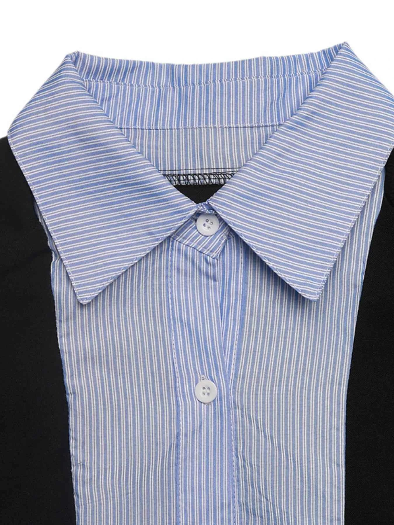 Striped Collar Long Sleeve Fake Two-Piece Blazer 9b48e92c-28bf-4ac4-8bcc-b5543d698ff4-Max-Origin