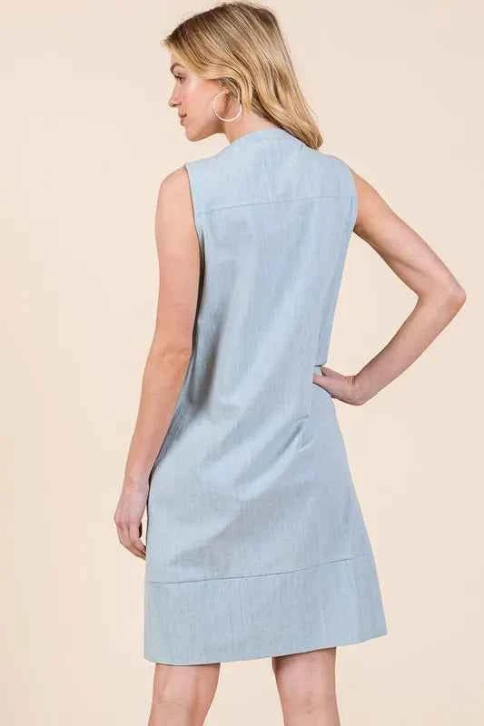 Lime 'N' Chili Denim Pintuck Detail Sleeveless Midi Dress 9b6a8b31b7af41c8b20c56559b7ccc36-Max-Origin