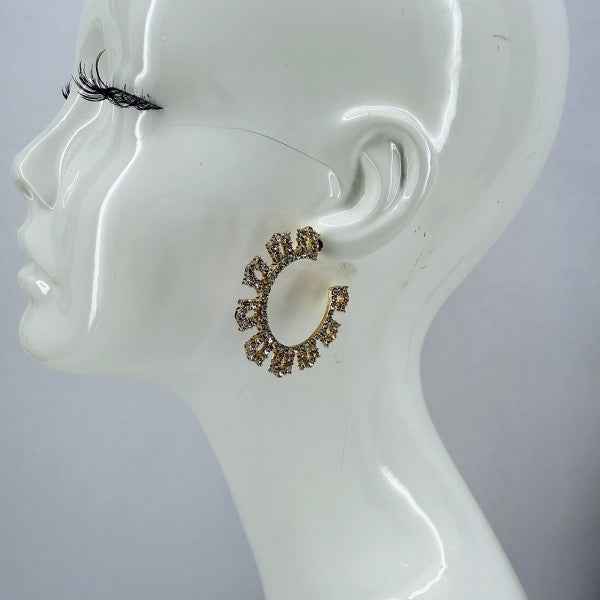 Gold or Silver Finish Clear Rhinestones Round Hoop 9b74bdd9-1e43-4aa7-b010-acfcc3004cbb