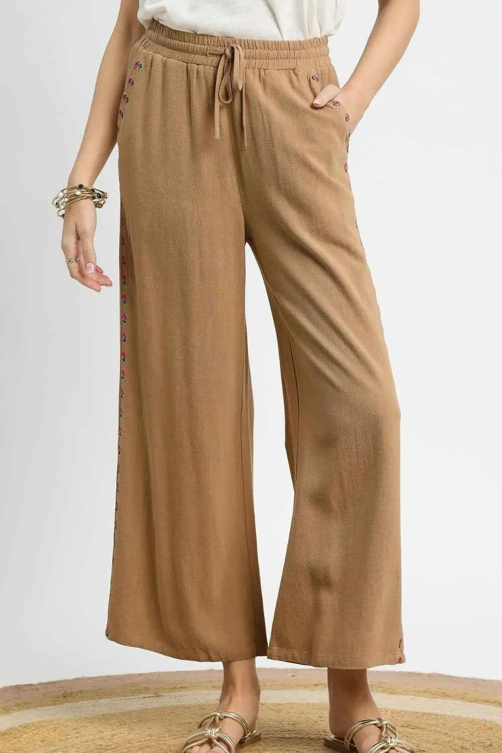 Umgee Wide Leg Drawstring Pants Camel 9b9732fa-ce9d-46d4-8ceb-04bee9a65a37-Max-Origin