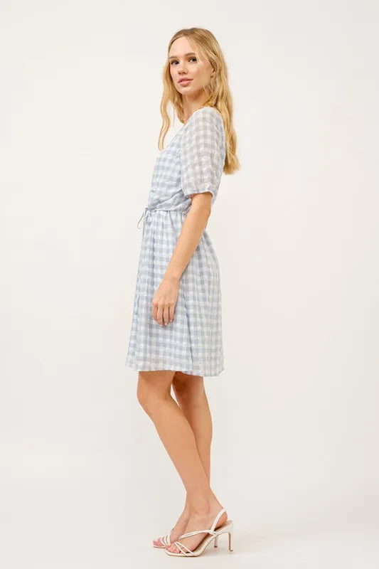 And The Why Puff Sleeve Ruched Button Front Gingham Dress 9b9f3f30c66a46108025216bfbcae817-Max-Origin