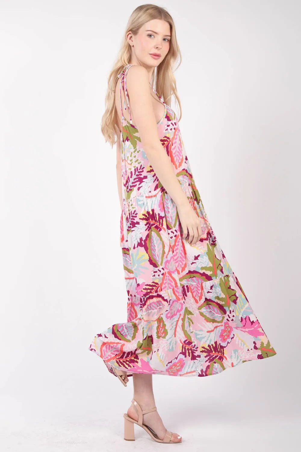 VERY J Tropical Printed Cami Midi Dress 9c099955-3d04-4115-b8e4-823365b5b2b3-Max