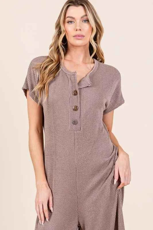 BOMBOM Rib Knit Jumpsuit with Button Detail 9c47a67e992a4470859ecafefbf420aa-Max-Origin