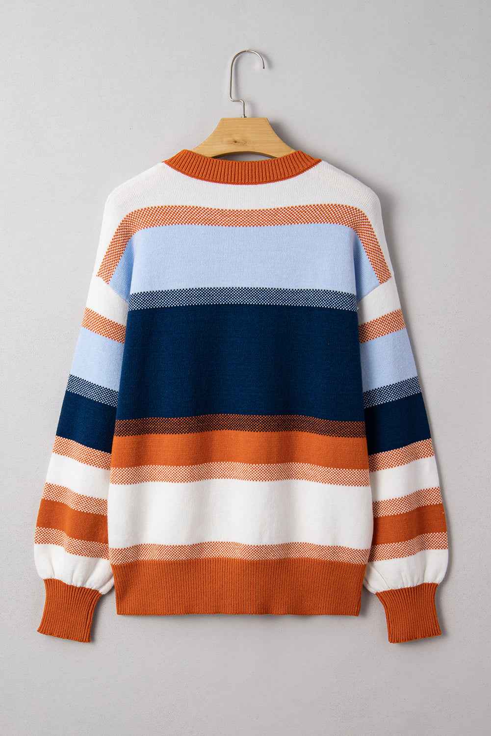 Dark Blue Color Block Round Neck Tunic Sweater 9c67eecda74287bf