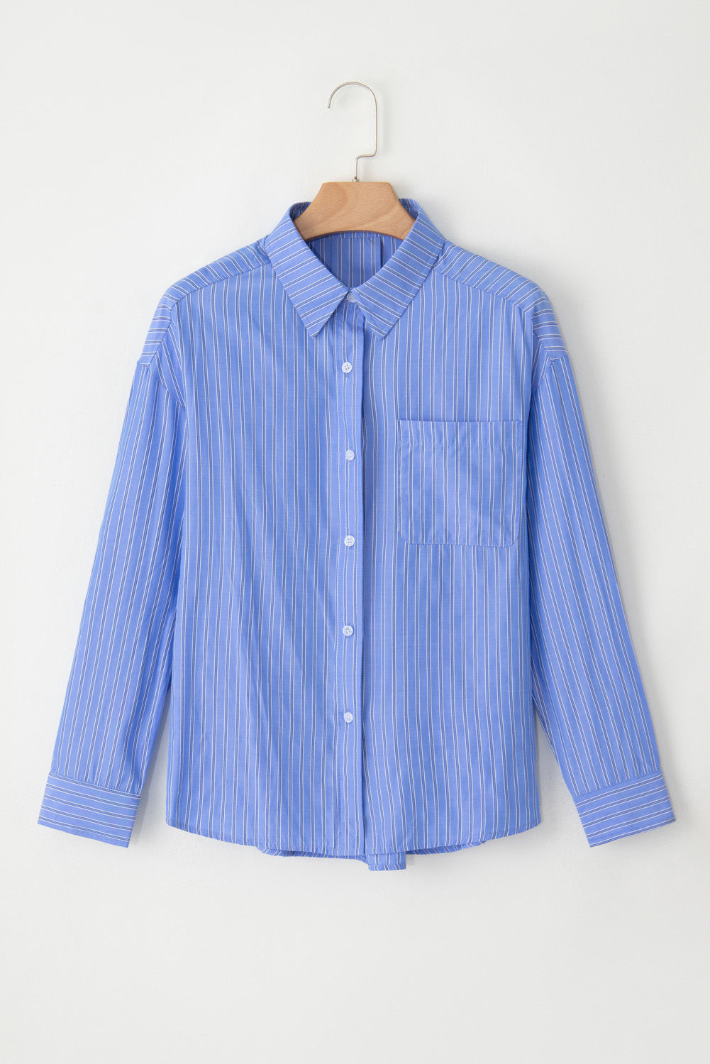 Blue Stripe Button Up Oversized Casual Shirt 9c6887a447774e75