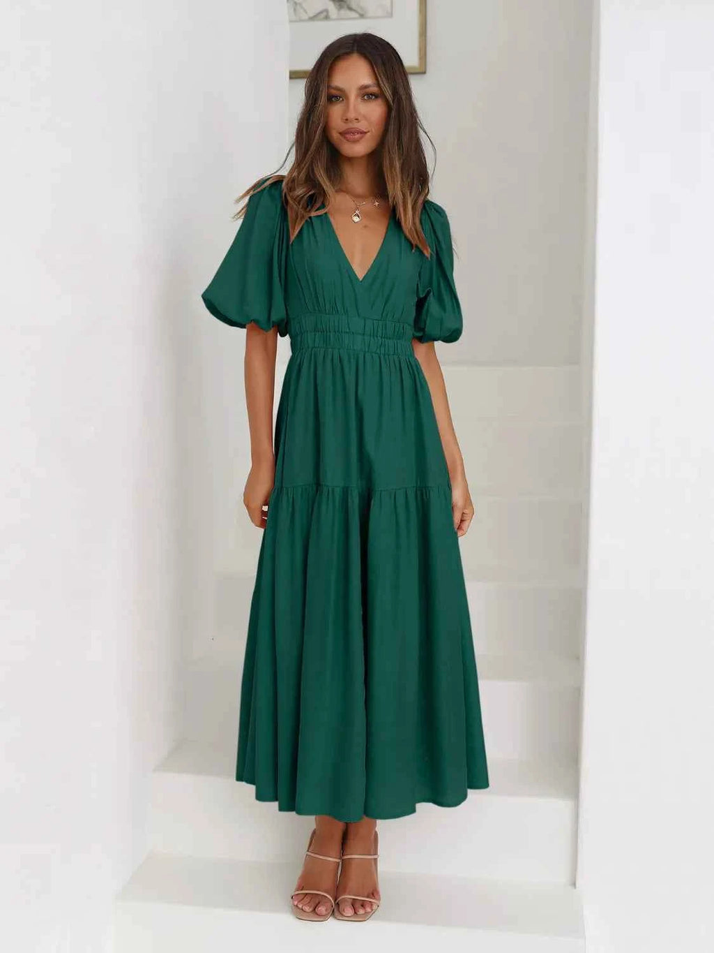 Tiered Surplice Half Sleeve Midi Dress 9c758986-8c2c-43e2-be3f-90d14553ac8b-Max-Origin