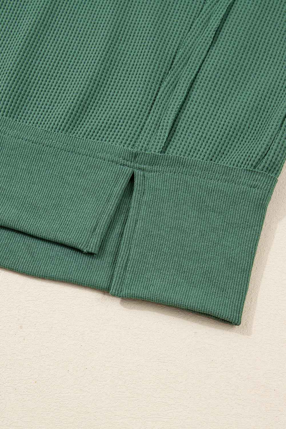 Evergreen Solid Color Raw Seam Patchwork Ribbed Drop Shoulder Sweatshirt 9cc904fdbf875e3d