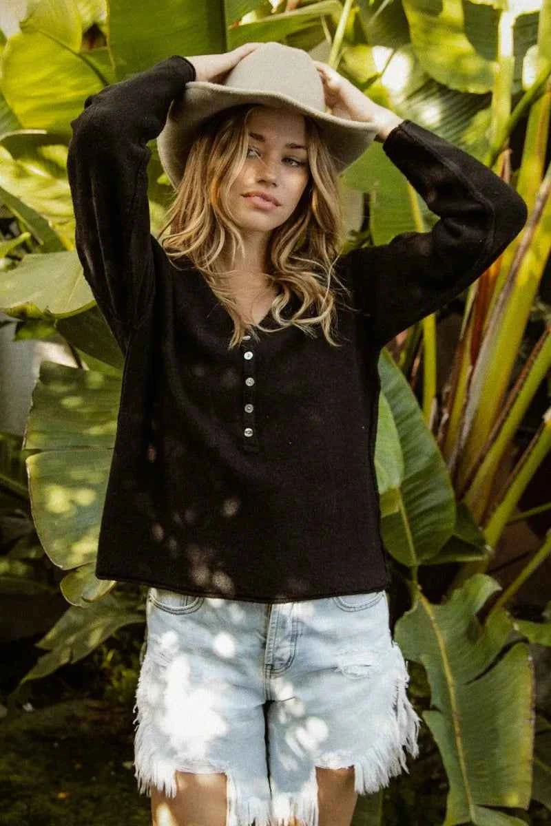 BiBi V Neck Sweater Top With Button Details 9cd08867b22648d682dde6a5db70721f-Max-Origin