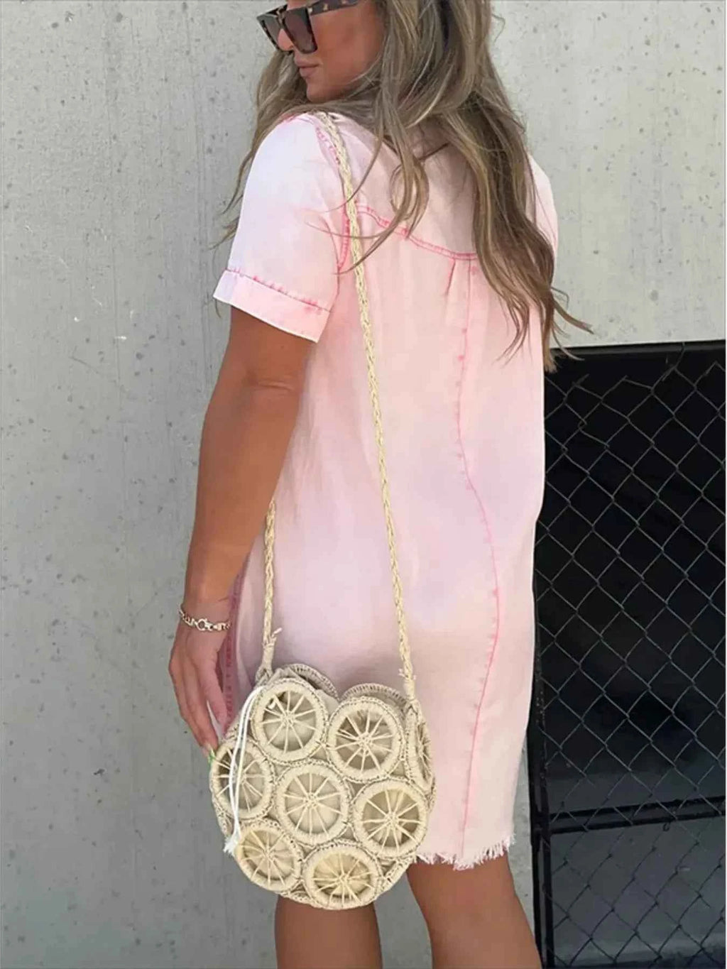 Full Size Raw Hem Short Sleeve Denim Dress Plus Size 9ce2633f6adb4d739116faff4782a373-Max-Origin