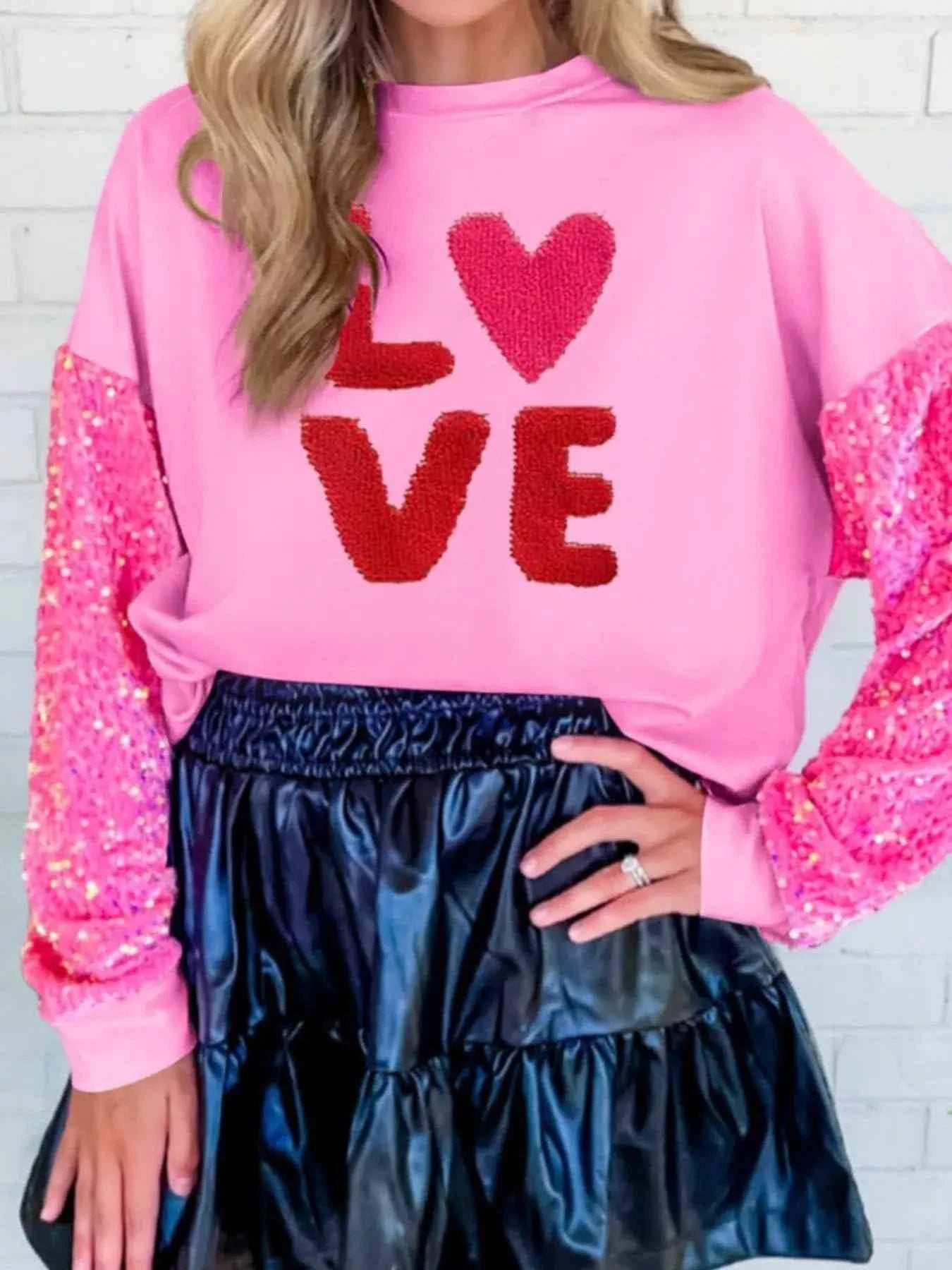 Sequin Round Neck Long Sleeve Sweatshirt 9cec375c-01bf-4768-adef-5ac254a9bae7-Max-Origin