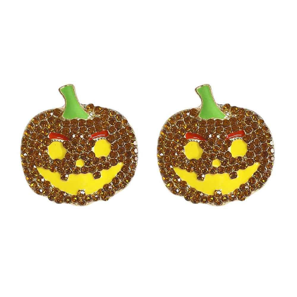 Demon Pumpkin Rhinestone Alloy Earrings Yellow One Size 9d26bd5c55af4bc08fe273053d51cc73-Max