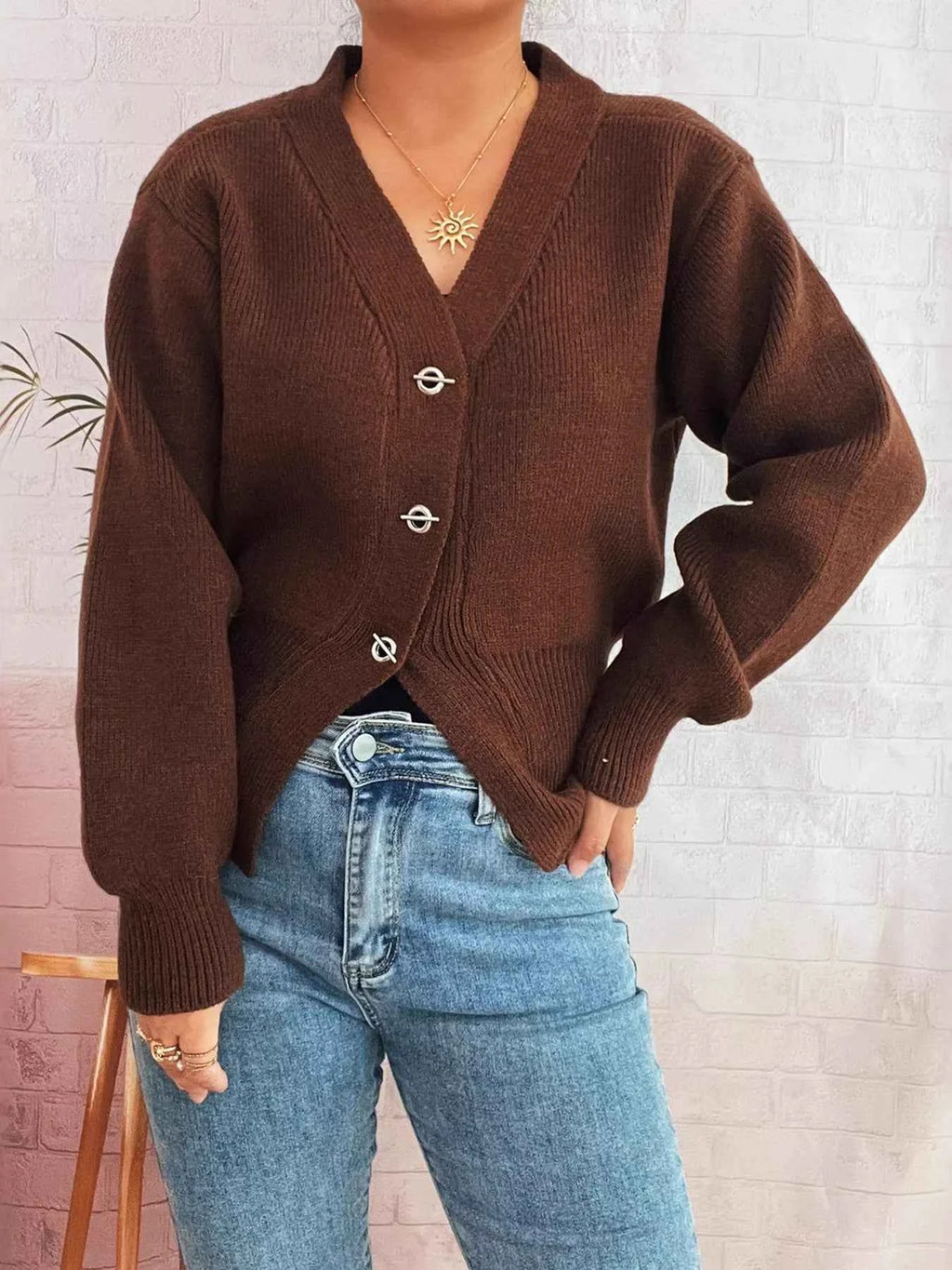 Button Up Long Sleeve Cardigan 9d428c532e924d6f8d29f4627248cf83-Max-Origin