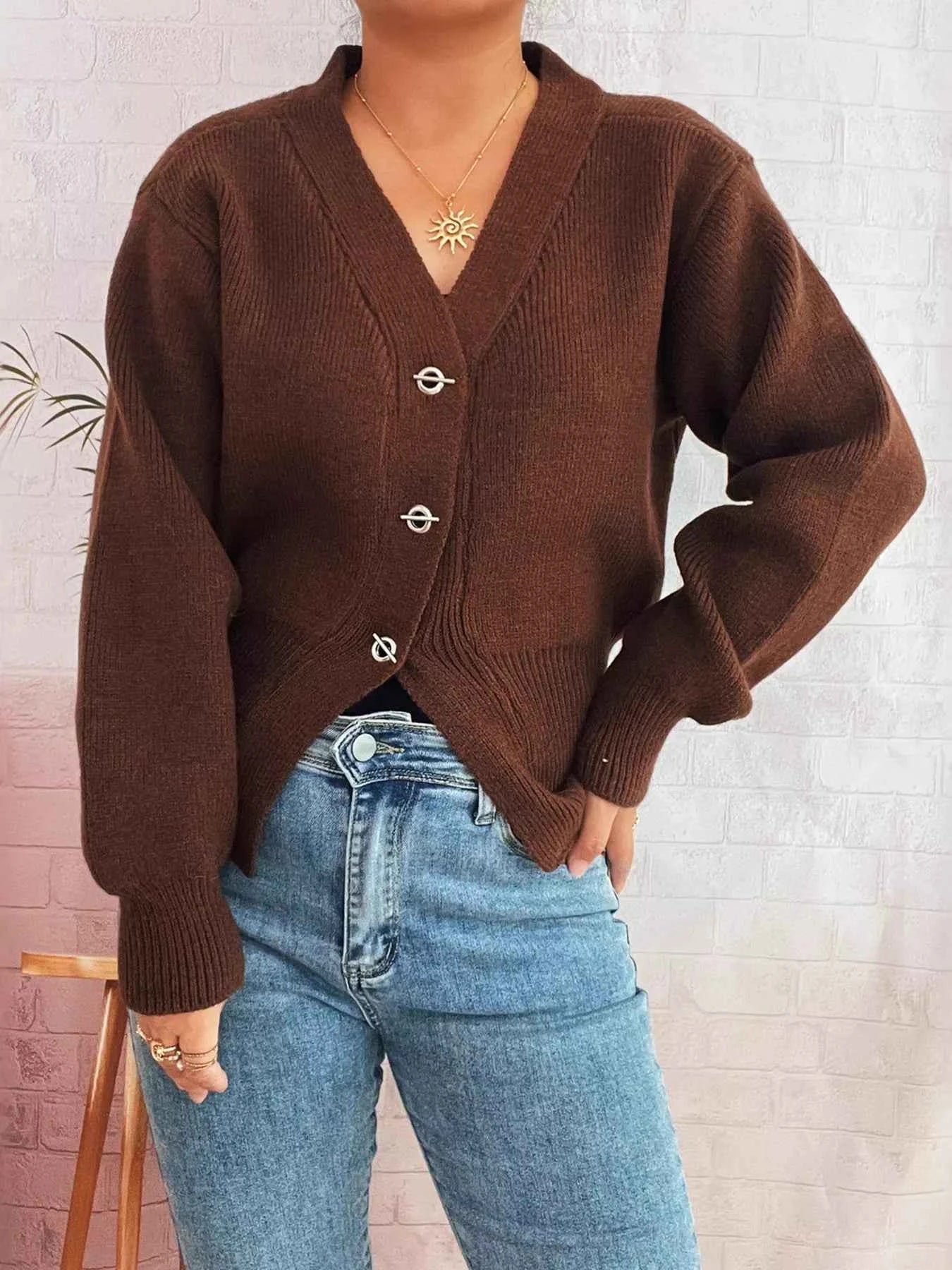 Button Up Long Sleeve Cardigan 9d428c532e924d6f8d29f4627248cf83-Max-Origin