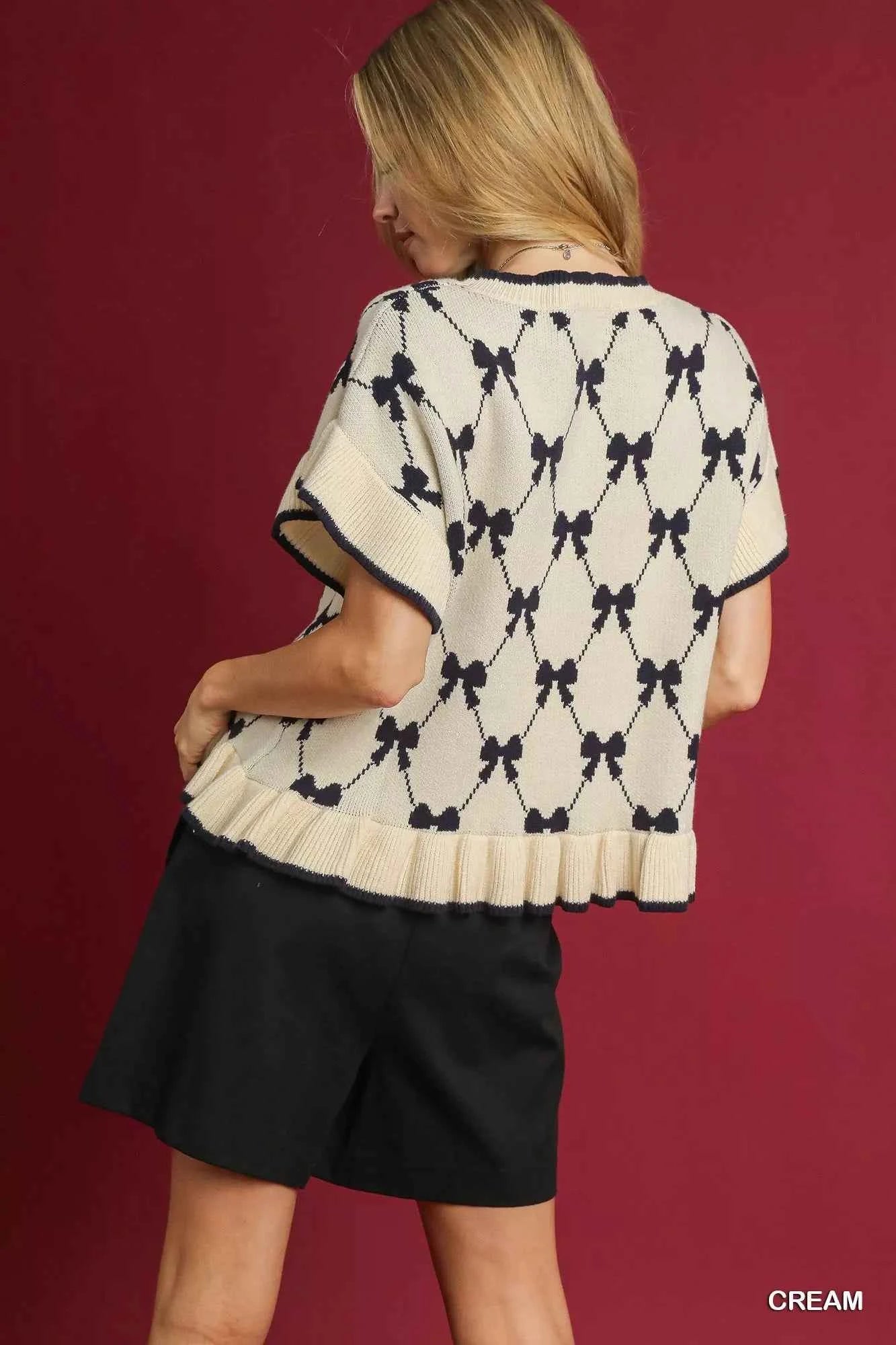 Umgee Bow Knit Ruffle Sleeve Sweater 9d4a986a-cadf-4fc2-8791-6110b76aa7c7-Max-Origin