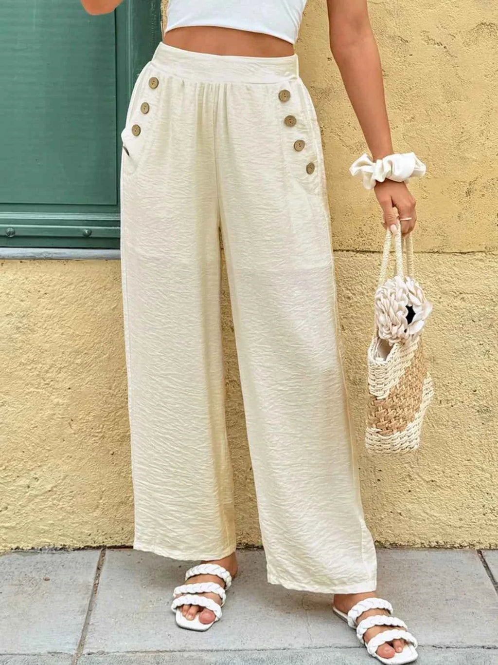 Wide Leg Pants with Pockets Cream 9d758fd0-5d60-449d-8a29-21c7f9376357-Max-Origin