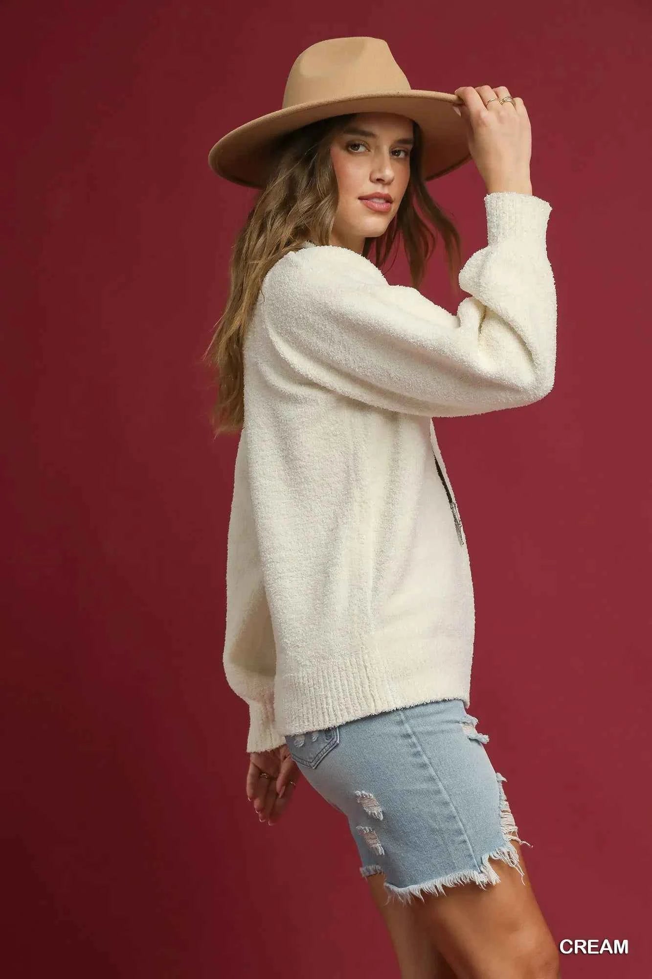 Umgee Textured Long Sleeve Sweater with Ribbed Trim 9d9044ec-d5ec-4f98-82b7-f638c65d905b-Max-Origin